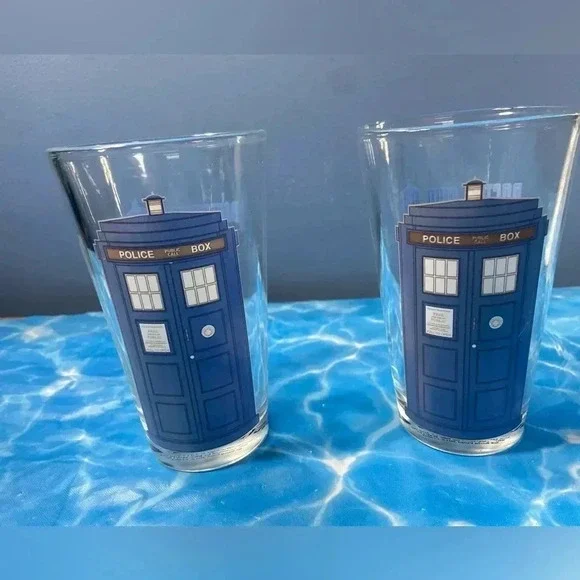 Doctor Who - Two Tardis Themed Glasses - ‼️✌️🍻 - Picture 6 of 9